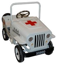 Coche de pedales Jeep Cruz Roja color blanco